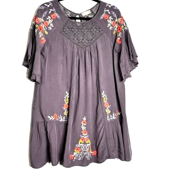 A Beautiful Soul Floral Embroidered Lace Ruffle Sleeve Dress Size B (18-20) EUC - Picture 3 of 5
